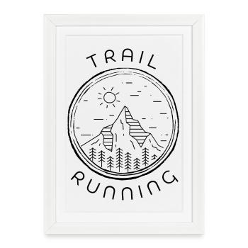 Trail Running Montagnes Forest Sun - Affiche encadrée (27 × 37 cm) - blanc - Devant