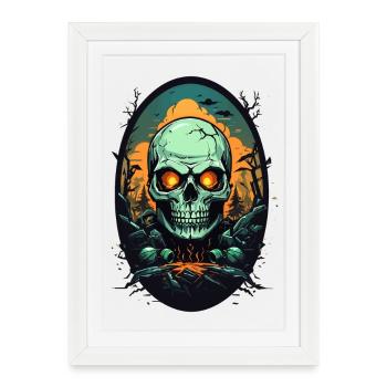 Skull - Framed poster (27 × 37 cm) - white - Front