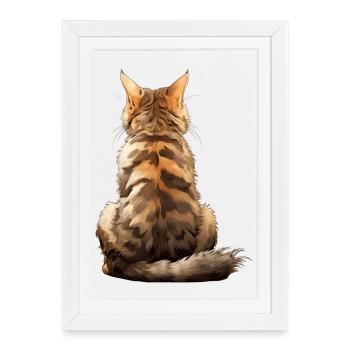 Chat Bobtail d’Amérique - Affiche encadrée (27 × 37 cm) - blanc - Devant