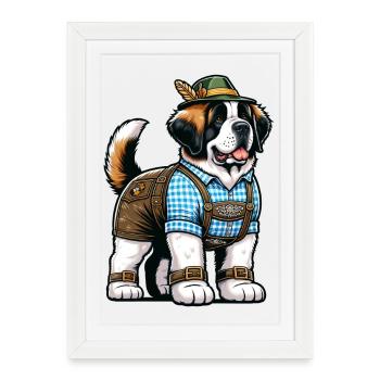 Saint-Bernard Dog Bavaria - Affiche encadrée (27 × 37 cm) - blanc - Devant