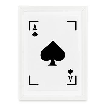 Jeu de cartes Casino Jeux de hasard Poker Loterie - Affiche encadrée (27 × 37 cm) - blanc - Devant