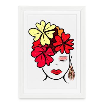 Imprimé de collage de fleurs botaniques - Affiche encadrée (27 × 37 cm) - blanc - Devant