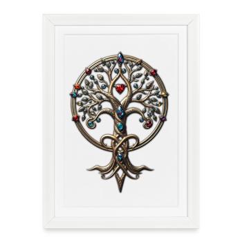 Symbol of the ornate tree of life. - Framed poster (27 × 37 cm) - white - Front