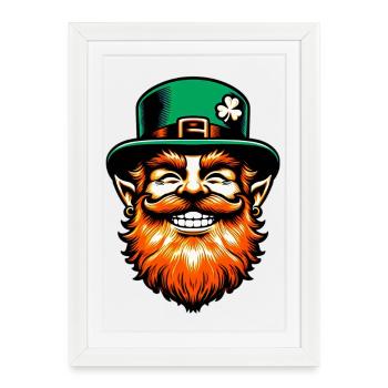 Leprechaun irlandais Irlande - Affiche encadrée (27 × 37 cm) - blanc - Devant