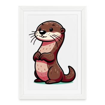 Loutre - Affiche encadrée (27 × 37 cm) - blanc - Devant