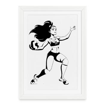 Joueur de volley-ball Cartoon Look - Affiche encadrée (27 × 37 cm) - blanc - Devant