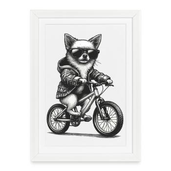 Bicycle Chihuahua Sunglasses Bike Gift - Framed poster (27 × 37 cm) - white - Front