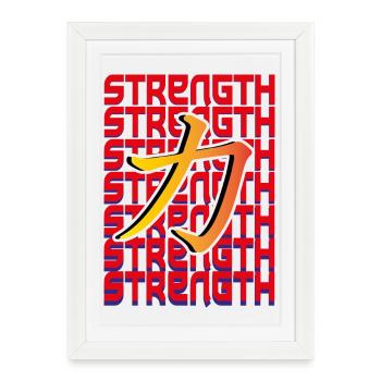 Strength Japanese Kanji - Framed poster (27 × 37 cm) - white - Front
