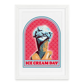Motif de crème glacée style Pop Art - Affiche encadrée (27 × 37 cm) - blanc - Devant