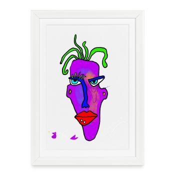 Explosion de couleurs de portrait au néon - Affiche encadrée (27 × 37 cm) - blanc - Devant
