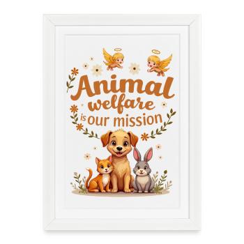 Animal welfare is our mission - Framed poster (27 × 37 cm) - white - Front