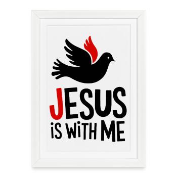 Jesus is with me - Framed poster (27 × 37 cm) - white - Front