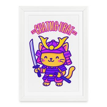 CHATMOURAÏ - Humour chat kawaii - Affiche encadrée (27 × 37 cm) - blanc - Devant