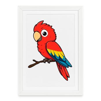 Perroquet Ara rouge - Affiche encadrée (27 × 37 cm) - blanc - Devant