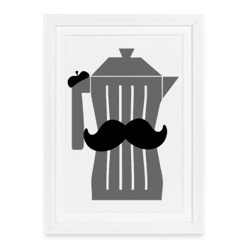 Café Noir Espresso Moustache - Affiche encadrée (27 × 37 cm) - blanc - Devant