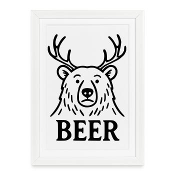 Le Beer Deer Bear - Affiche encadrée (27 × 37 cm) - blanc - Devant