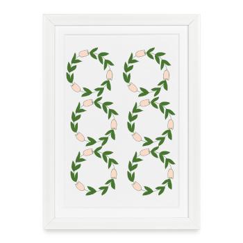 Motif floral en forme d'herbe - Affiche encadrée (27 × 37 cm) - blanc - Devant