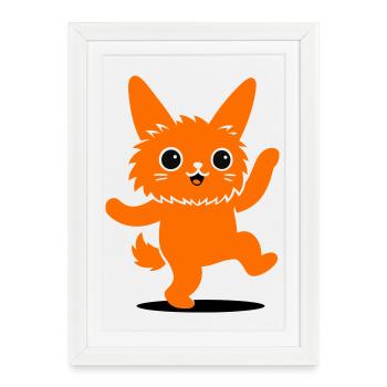 Personnage animal drôle avec de grands yeux - Affiche encadrée (27 × 37 cm) - blanc - Devant