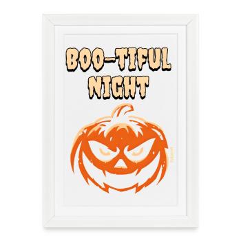 Halloween – Boo-tiful Night Pumpkin - Framed poster (27 × 37 cm) - white - Front