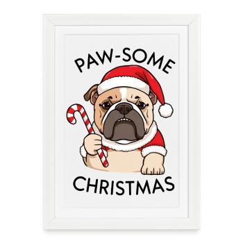 Noël – Grumpy Bulldog - Affiche encadrée (27 × 37 cm) - blanc - Devant