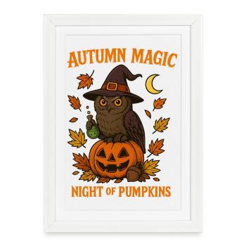 Autumn Magic – Night of the Pumpkins - Framed poster (27 × 37 cm) - white - Front