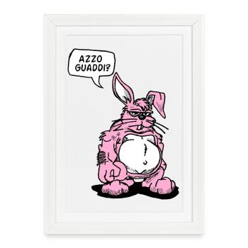 Ironic Cartoon Rabbit - Framed poster (27 × 37 cm) - white - Front