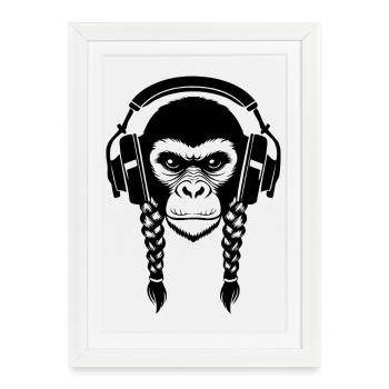 Beat Maker Monkey Head Studio Session Edition Shirt - Framed poster (27 × 37 cm) - white - Front