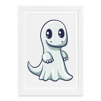 Dinosaur brontosaurus Halloween ghost - Framed poster (27 × 37 cm) - white - Front