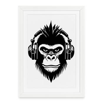 Energetic Monkey Head Electric Surge Club Chemise - Affiche encadrée (27 × 37 cm) - blanc - Devant