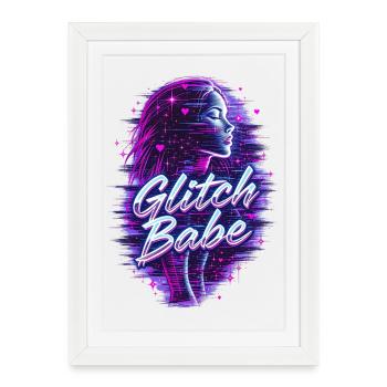 Y2K Rétro – Glitch Babe - Affiche encadrée (27 × 37 cm) - blanc - Devant