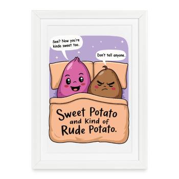 Duo de patates douces et de pommes de terre grossières - Affiche encadrée (27 × 37 cm) - blanc - Devant