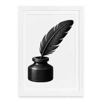 Black quill in inkwell - Framed poster (27 × 37 cm) - white - Front