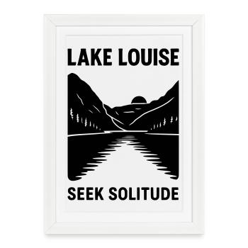 Silhouette du lac Louise - Affiche encadrée (27 × 37 cm) - blanc - Devant
