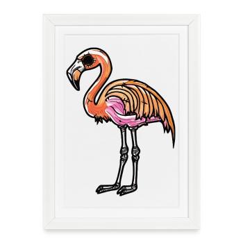 Flamingo Halloween Zombie - Framed poster (27 × 37 cm) - white - Front