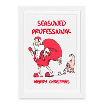Design de Noël professionnel chevronné - Affiche encadrée (27 × 37 cm) - blanc - Devant