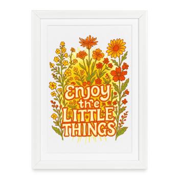 Enjoy the Little Things Floral - Framed poster (27 × 37 cm) - white - Front