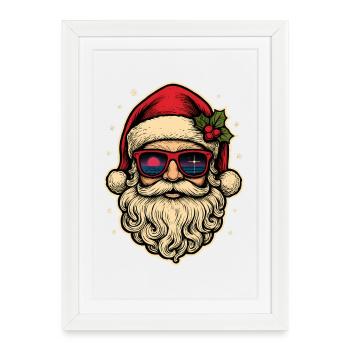 Cool chemise de Noël Père Noël cadeau - Affiche encadrée (27 × 37 cm) - blanc - Devant