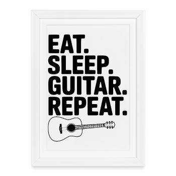 Eat. Sleep. Guitar. Repeat. - Framed poster (27 × 37 cm) - white - Front