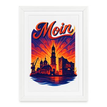 Hamburg Moin City Silhouette Splendor Elbe Gift - Framed poster (27 × 37 cm) - white - Front