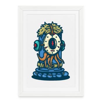 Monstre Oméga Aquatique - Affiche encadrée (27 × 37 cm) - blanc - Devant