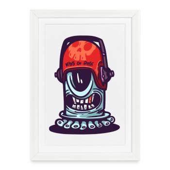 Casque Spatial Crâne - Affiche encadrée (27 × 37 cm) - blanc - Devant