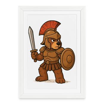Gladiateur Ours de Sparte - Affiche encadrée (27 × 37 cm) - blanc - Devant