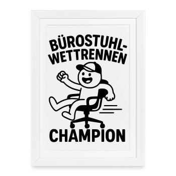 Champion de course en chair de bureau - Affiche encadrée (27 × 37 cm) - blanc - Devant