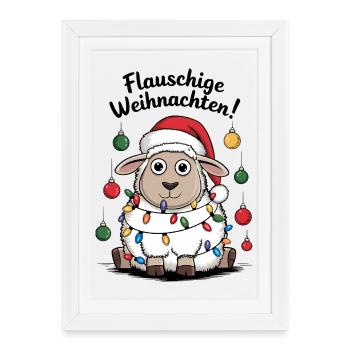 Sheep Fluffy Christmas Shepherd Funny - Framed poster (27 × 37 cm) - white - Front