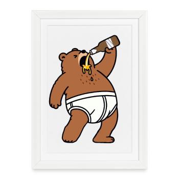 Fête Berlinoise, Ours Bière, Bière, Fête Bière, Sous-vêtements - Affiche encadrée (27 × 37 cm) - blanc - Devant