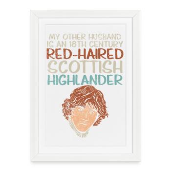 Mari écossais aux cheveux roux de Highlander design - Affiche encadrée (27 × 37 cm) - blanc - Devant