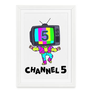 Channel 5 Retro TV Birthday - Framed poster (27 × 37 cm) - white - Front