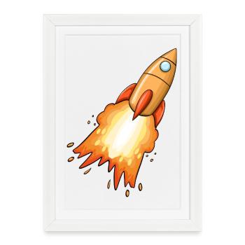 Fusée - Affiche encadrée (27 × 37 cm) - blanc - Devant