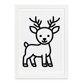 deer - Framed poster (27 × 37 cm) - white - Front