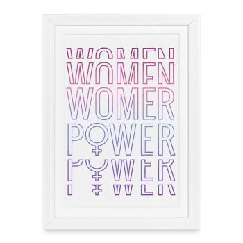 Féminisme Femme Pouvoir Typographie Design - Affiche encadrée (27 × 37 cm) - blanc - Devant